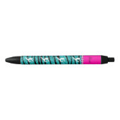 Naam gymnast turquoise glitter zebra stripes zwarte inkt pen (Voorkant)