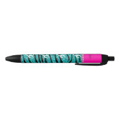 Naam gymnast turquoise glitter zebra stripes zwarte inkt pen (Bodem)