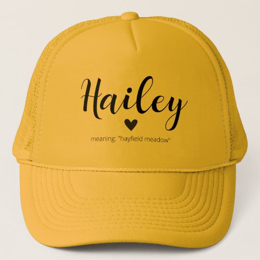 Naam Hailey Betekenis van een minimaal modern neut Trucker Pet (Voorkant)