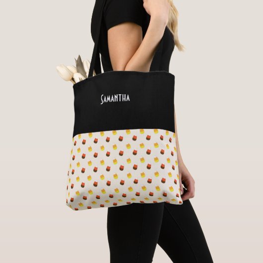 Naam Halloween Candy Corn Chocolate Vanilla Tote Bag (Dichtbij)