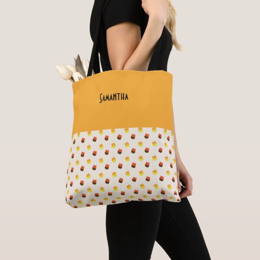 Naam Halloween Candy Corn Chocolate Vanilla Tote Bag (Dichtbij)