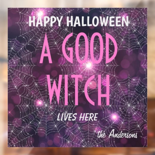 Naam Halloween Een Goede Heks Bokeh Patroon 12x12- Raamsticker (Vel 2)