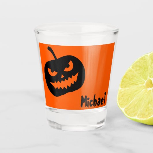 Naam, Halloween Jack o Lantern 1.5oz Shot Glass Glas (Voorkant)