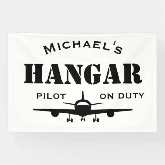 Naam Hangar, Vliegtuig, Pilot on Duty, Luchtvaart Spandoek (Horizontaal)