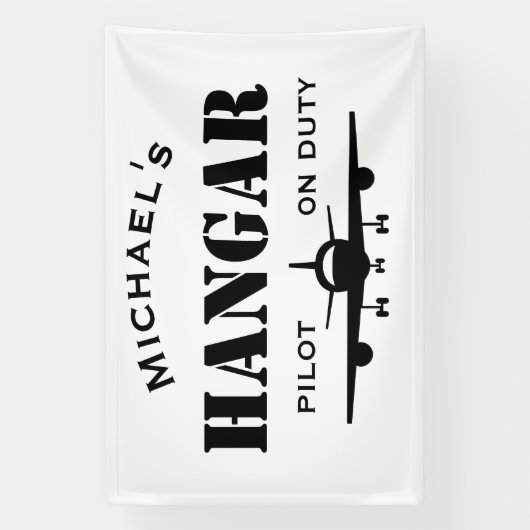 Naam Hangar, Vliegtuig, Pilot on Duty, Luchtvaart  Spandoek (Verticaal)