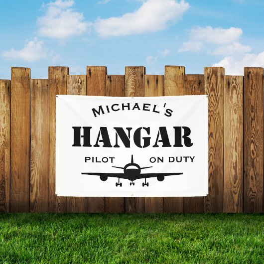 Naam Hangar, Vliegtuig, Pilot on Duty, Luchtvaart Spandoek