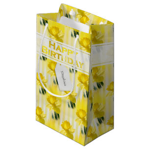 Naam "Happy Birthday" Gele affodils Fotografie Klein Cadeauzakje