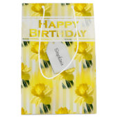 Naam "Happy Birthday" Gele affodils Fotografie Medium Cadeauzakje (Voorkant)