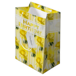 Naam "Happy Birthday" Gele affodils Fotografie Medium Cadeauzakje