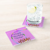 Naam Happy Birthday Glazen Onderzetter (Schuin)