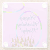 Naam Happy Birthday Glazen Onderzetter (Achterkant)