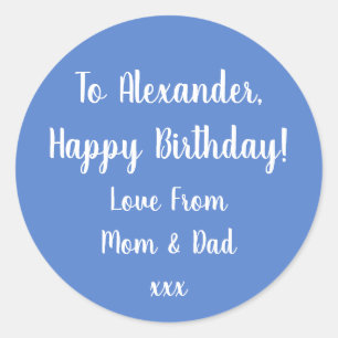 Naam Happy Birthday Pastel Blue gift label