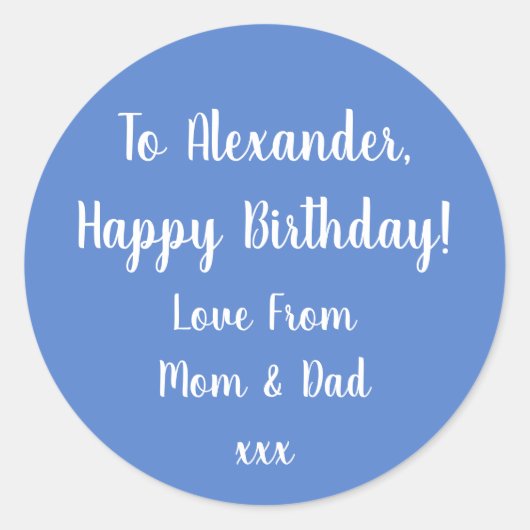 Naam Happy Birthday Pastel Blue gift label (Voorkant)