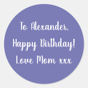 Naam Happy Birthday Periwinkle gift label sticker