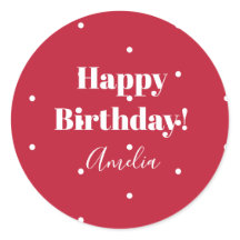 Naam Happy Birthday Red Polka Dots Gift Label