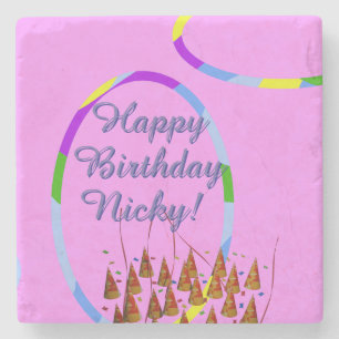 Naam Happy Birthday Stenen Onderzetter