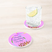 Naam Happy Birthday Zandsteen Onderzetter (Zijkant)