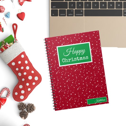 Naam, Happy Christmas Rood en Groen Notitieboek