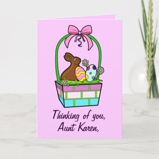 Naam  Happy Easter Eggs, Bunny en Bow Feestdagen Kaart (Voorkant)
