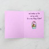 Naam  Happy Easter Eggs, Bunny en Bow Feestdagen Kaart (Binnen)