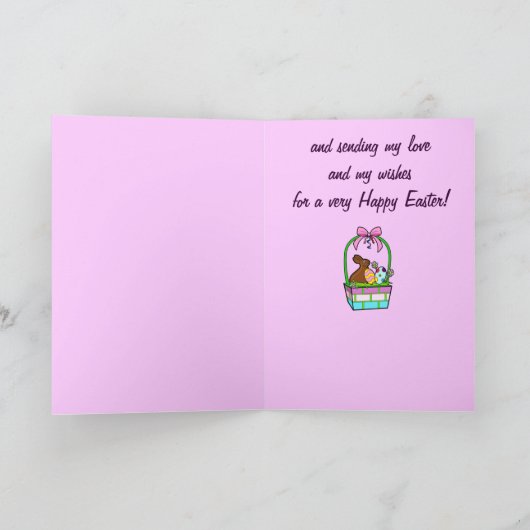 Naam  Happy Easter Eggs, Bunny en Bow Feestdagen Kaart (Binnen)