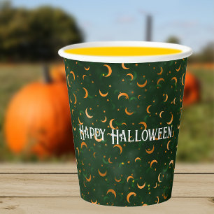 Naam, Happy Halloween Crescent Moons Patroon Papieren Bekers