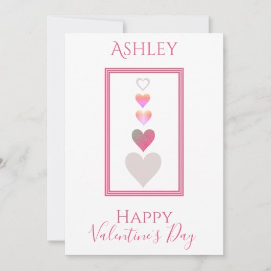 Naam Happy Valentine's Day Modern Hearts Cute Feestdagenkaart (Voorkant)