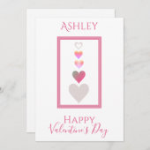 Naam Happy Valentine's Day Modern Hearts Cute Feestdagenkaart (Voorkant / Achterkant)