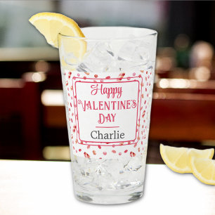 Naam Happy Valentines Day Snoep Pattern Pint Glass Glas