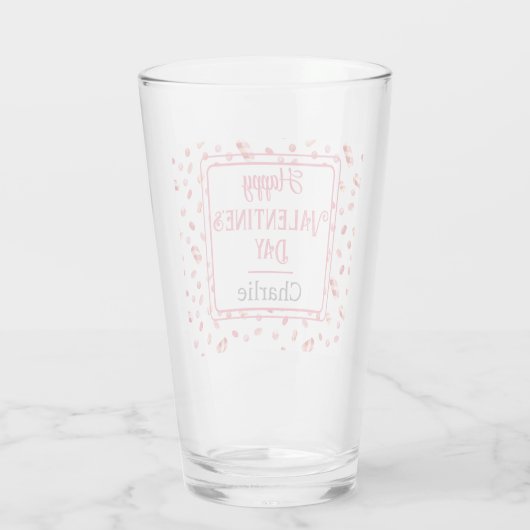 Naam Happy Valentines Day Snoep Pattern Pint Glass Glas (Achterkant)
