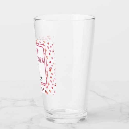 Naam Happy Valentines Day Snoep Pattern Pint Glass Glas (Links)