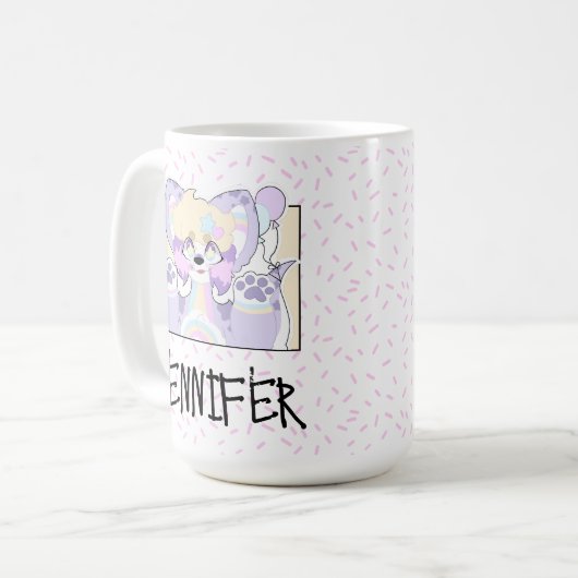  naam, harige clown Mok (Voorkant links)