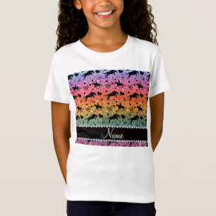Naam heldere regenbooglitter equestrian hearts bog t-shirt