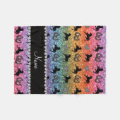 Naam heldere regenbooglitter paarden hart hoefijze fleece deken (Voorkant (Horizontaal))