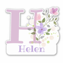 Naam Helen & Initiaal met Floral Design Sticker
