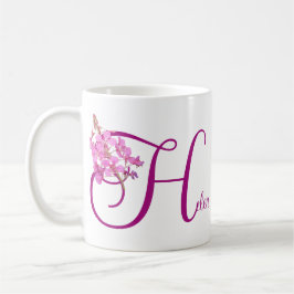  naam Helen  roze floral fine Koffiemok
