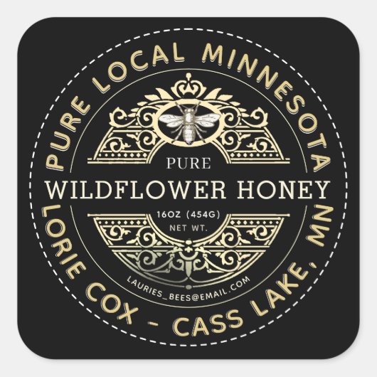 Naam Heraldic Bee Wildflower Honey Label (Voorkant)