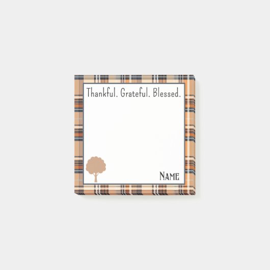 Naam, Herfst Herfst Plaid Dankbaar Post-it® Notes (Voorkant)