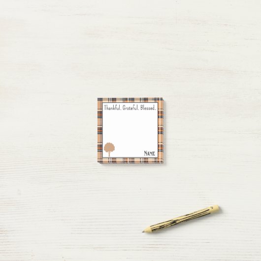 Naam, Herfst Herfst Plaid Dankbaar Post-it® Notes (Op bureau)