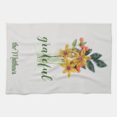 Naam, Herfstpapier Gewatteerde bloemen, dankbaar, Theedoek (Horizontaal)