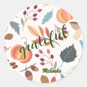 Naam, Herfstpatroon 3-inch Rond Ronde Sticker (Voorkant)
