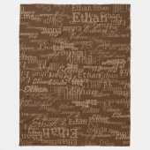 Naam Herhaald op Bruin Stijlvol volledig-over-gedr Fleece Deken (Voorkant)