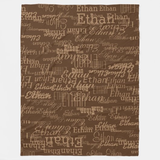 Naam Herhaald op Bruin Stijlvol volledig-over-gedr Fleece Deken (Voorkant)