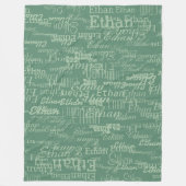 Naam Herhaald op volledig-over-gedrukt Groen Dusty Fleece Deken (Voorkant)