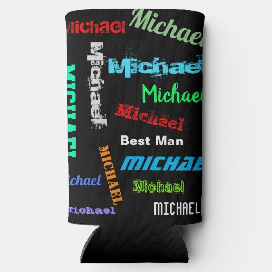 Naam herhalen Beste man of andere aangepaste tekst Seltzer Blikjeskoeler (Achterkant)