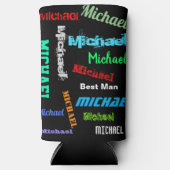 Naam herhalen Beste man of andere aangepaste tekst Seltzer Blikjeskoeler (Voorkant)