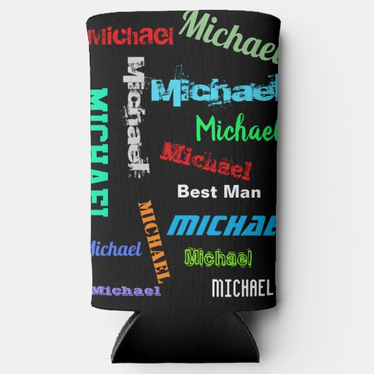 Naam herhalen Beste man of andere aangepaste tekst Seltzer Blikjeskoeler (Voorkant)