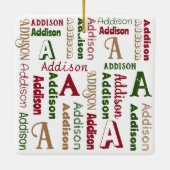 Naam herhalen Initiaal Genderneutrale persoonlijke Keramisch Ornament (Achterkant)