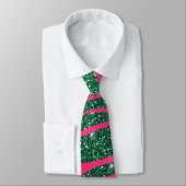 Naam hete roze zebrastrepen groene glitter stropdas (Gebonden)