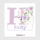 Naam Holly & Initiaal met Floral Design Sticker (Vel)